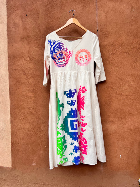 Screenprinted A-line dress ~ Medium ~ V- neck