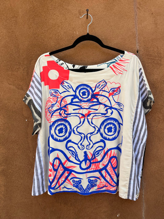 Screenprinted Box top ~ L ~ 100% Raw cotton blend