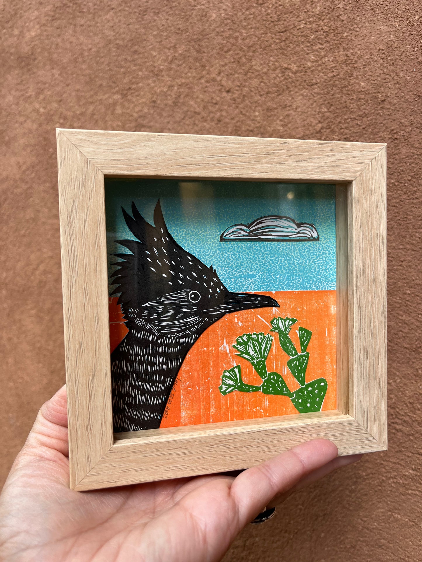 Shadow box ~ roadrunner ~ blue and orange