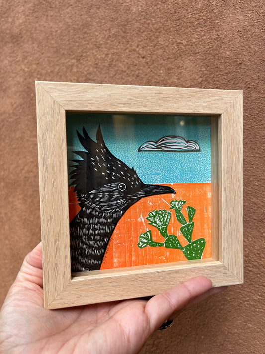 Shadow box ~ roadrunner ~ blue and orange