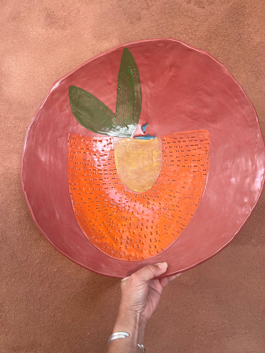 Large Bowl ~ Reddish ~ multicolor interior