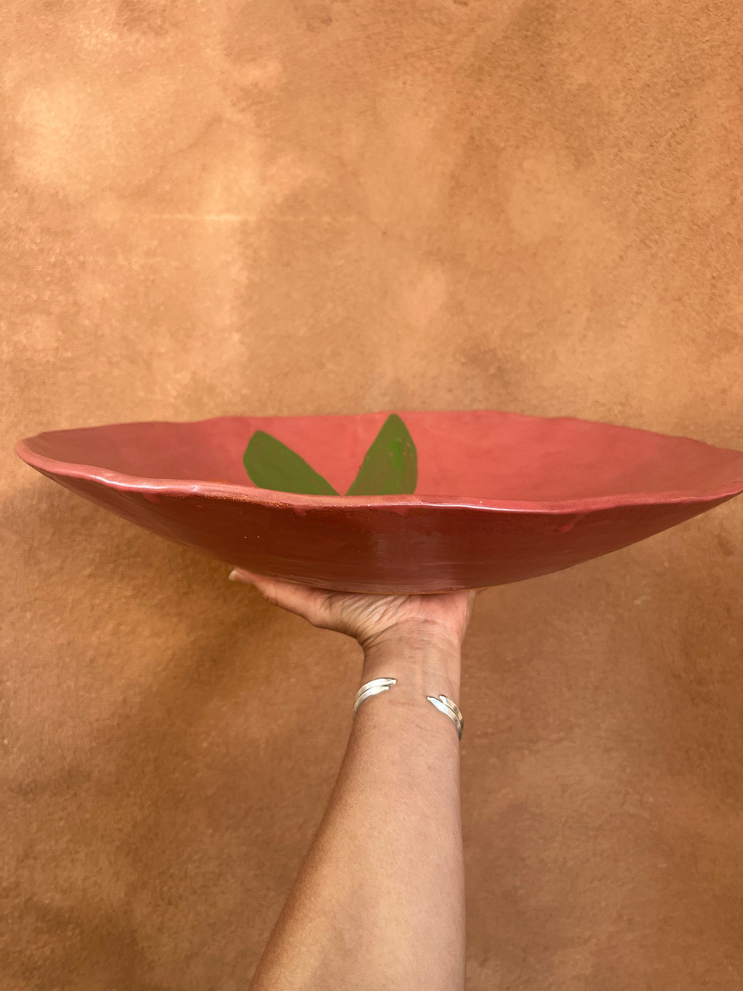Large Bowl ~ Reddish ~ multicolor interior