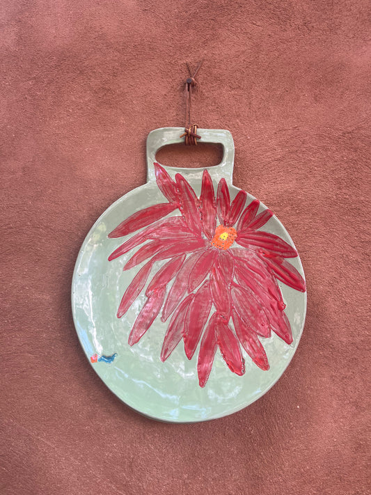 Circular Platter with Handle - Green and Red