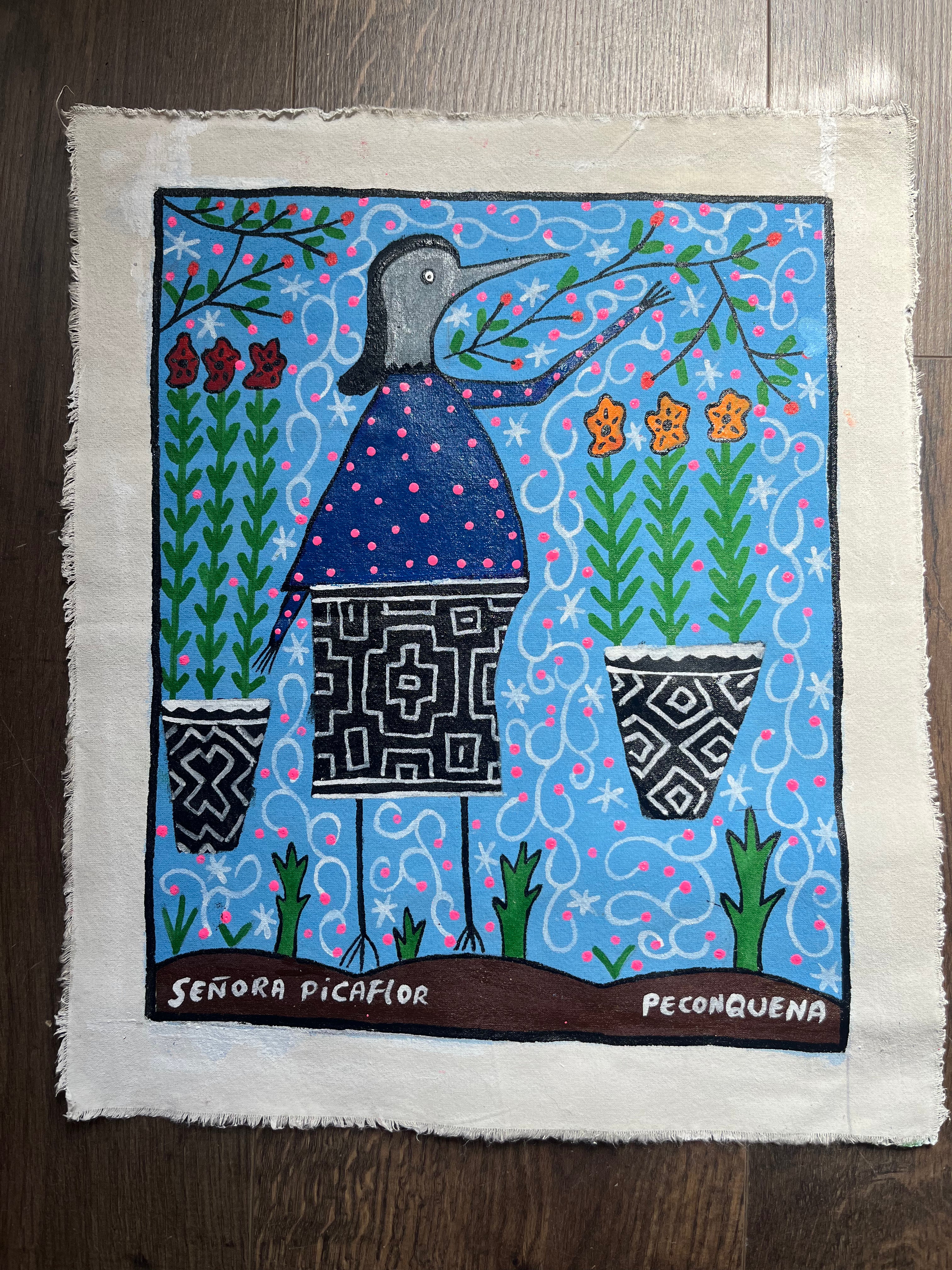 Senora Picaflor - acrylic on canvas ~ 16“ x 13”