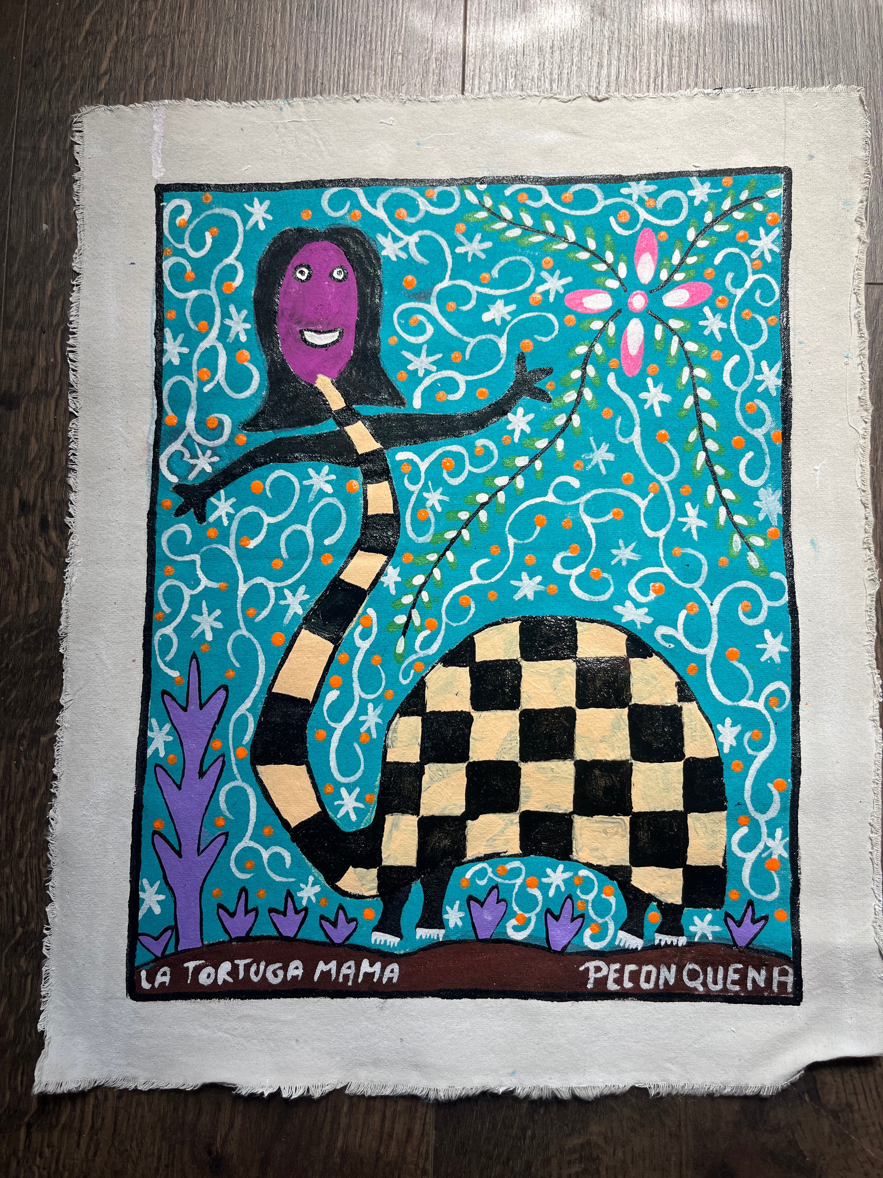 La Tortuga Mama - acrylic on canvas ~ 15.5” x 13”