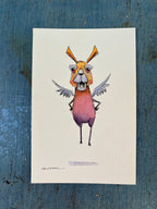 Small Migrantes - Original mixed media - 6 x 8 framed