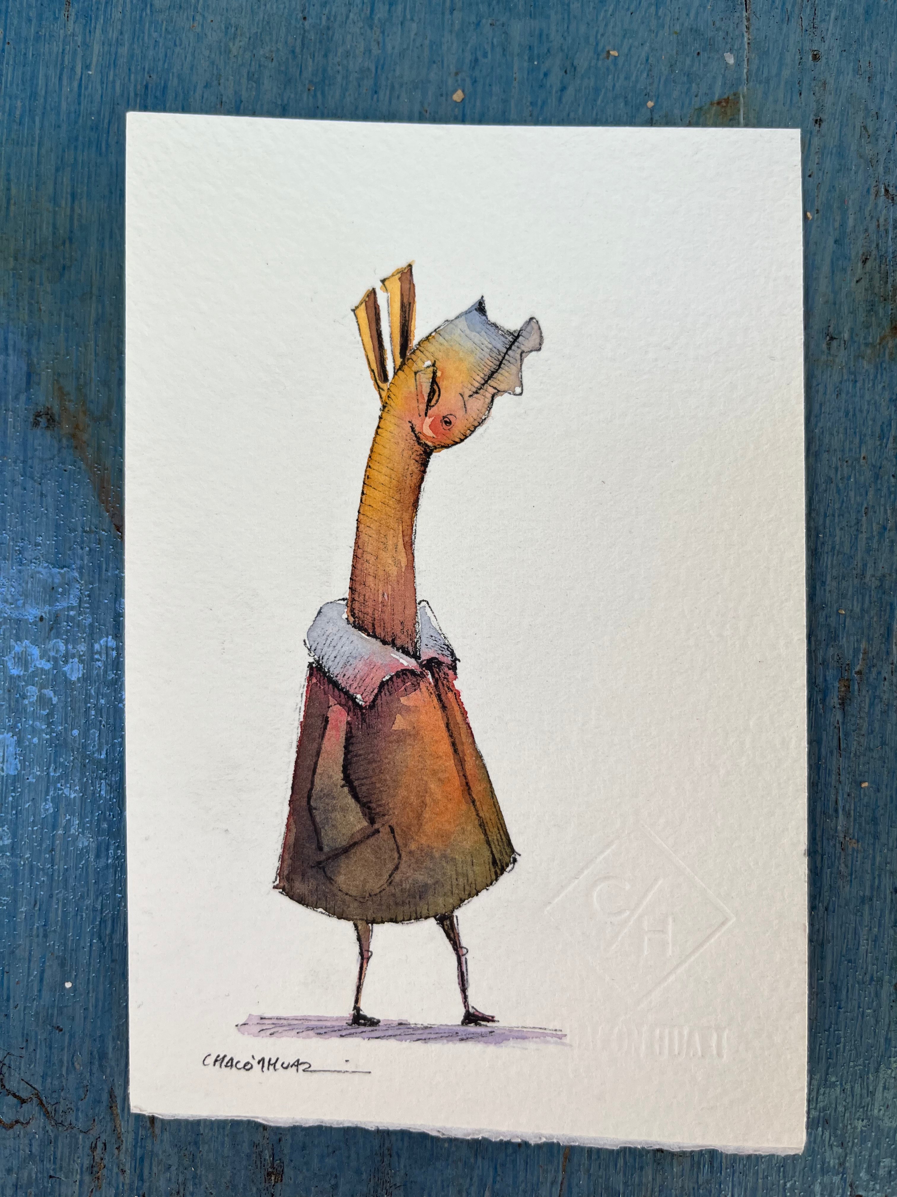Small Migrantes - Original mixed media - 6 x 8 framed