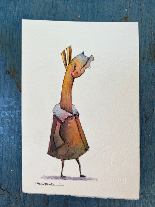 Small Migrantes - Original mixed media - 6 x 8 framed