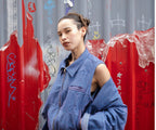 Vest - Jean with pink thread