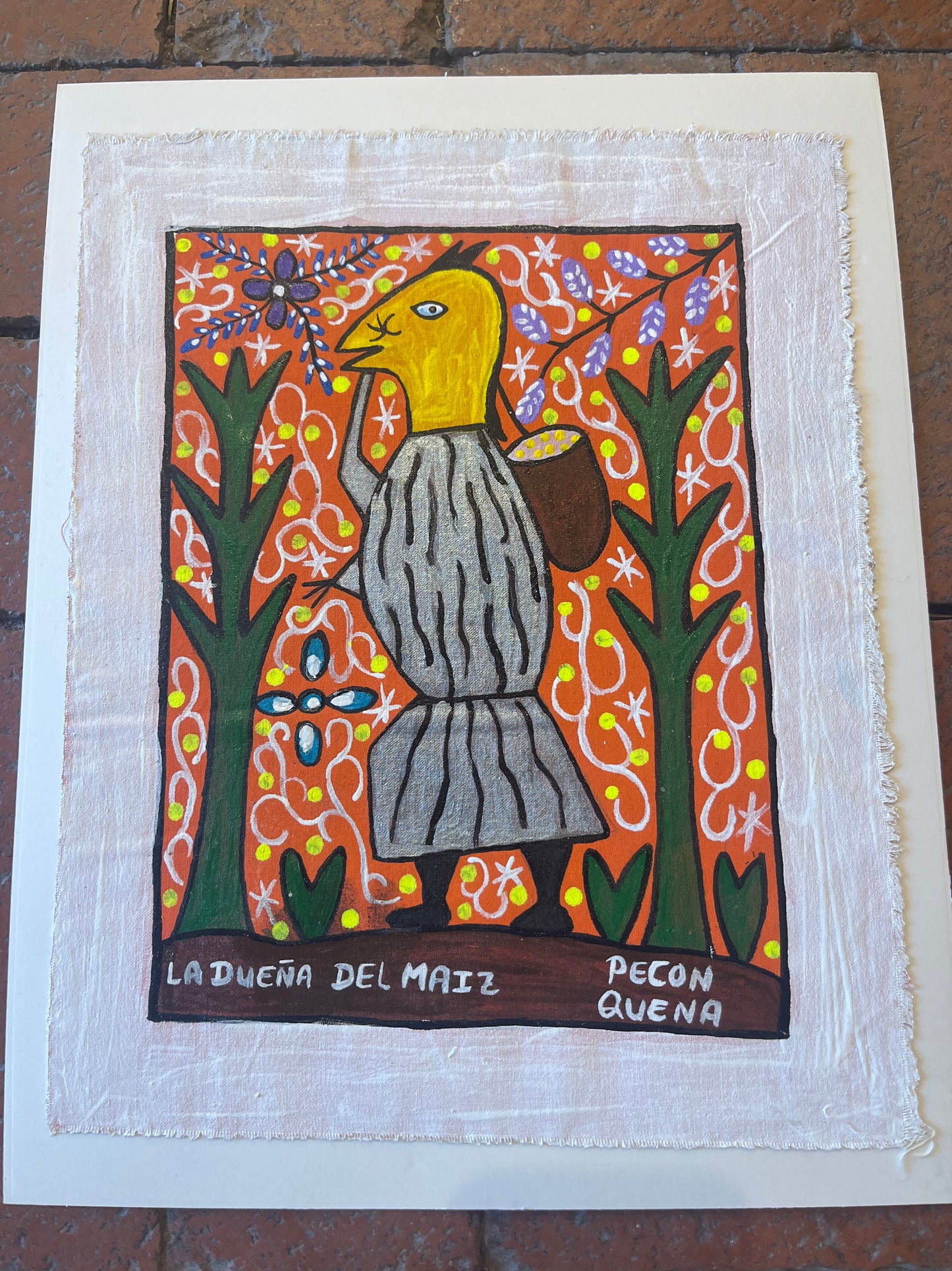 La Duena Del Maiz ~ acrylic on canvas - 10 x 12