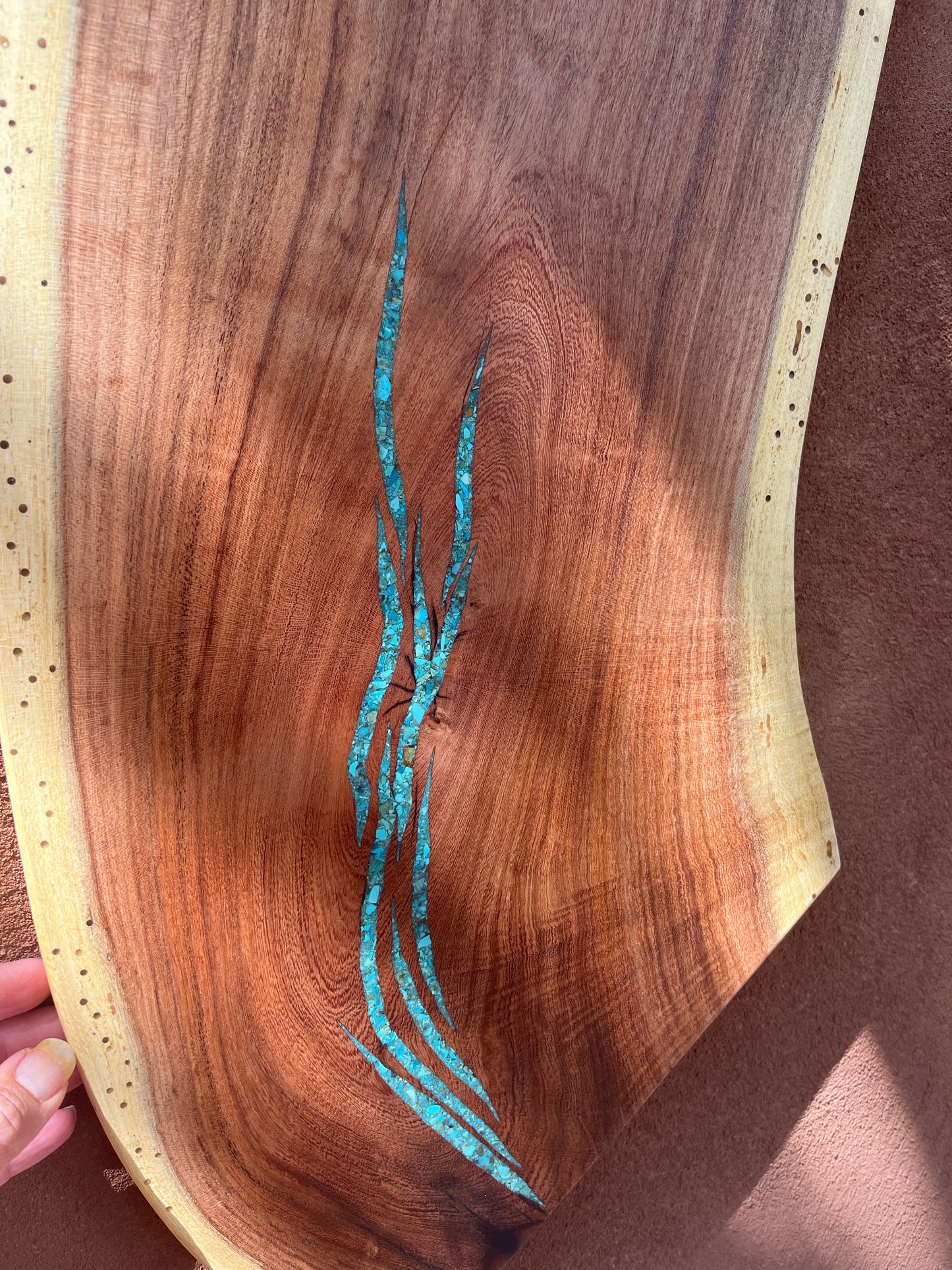Live Edge Mesquite - with Kingman Turquoise inlay
