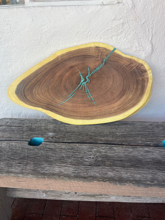 Live Edge Mesquite - with Kingman Turquoise inlay