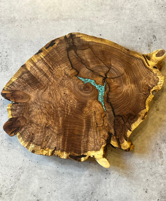 Live Edge Mesquite - with Kingman Turquoise inlay
