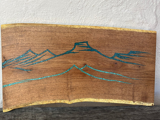 Live Edge Mesquite - with Kingman and Peruvian Turquoise inlay