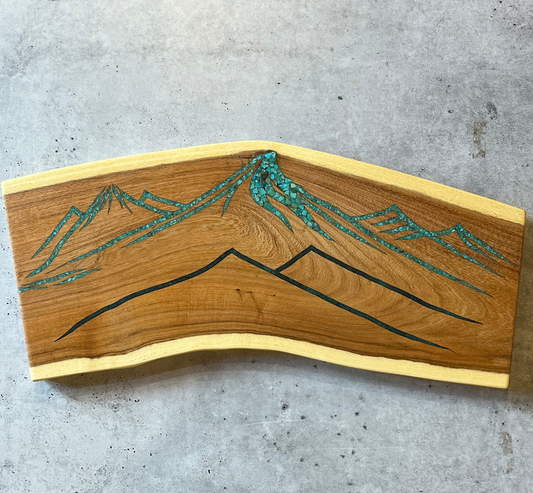 Live Edge Mesquite - with Kingman and Peruvian Turquoise inlay