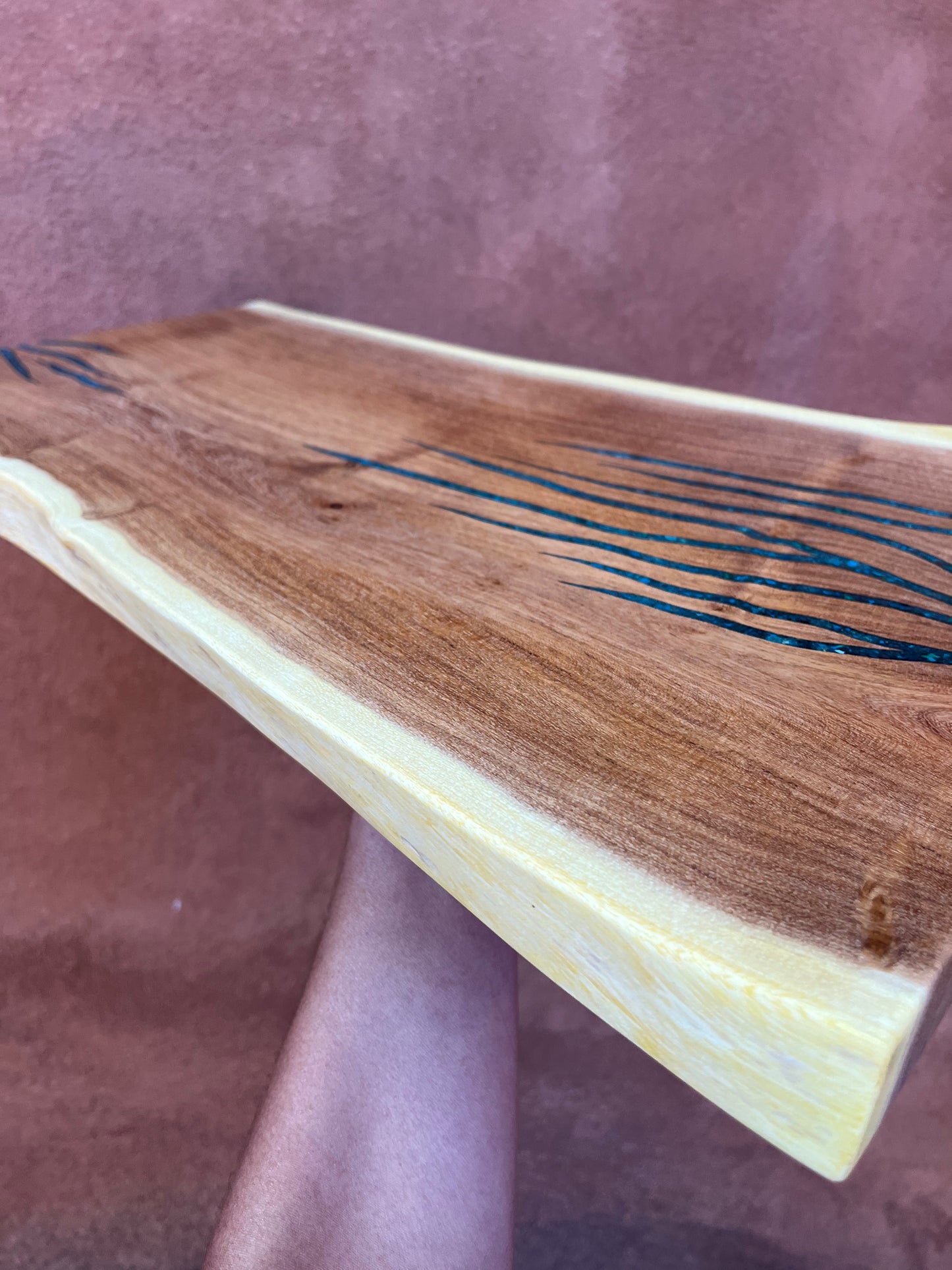 Live Edge Mesquite - with Peruvian Turquoise inlay