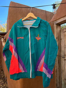 Windbreaker Jacket - Teal and Pink with Tiger
