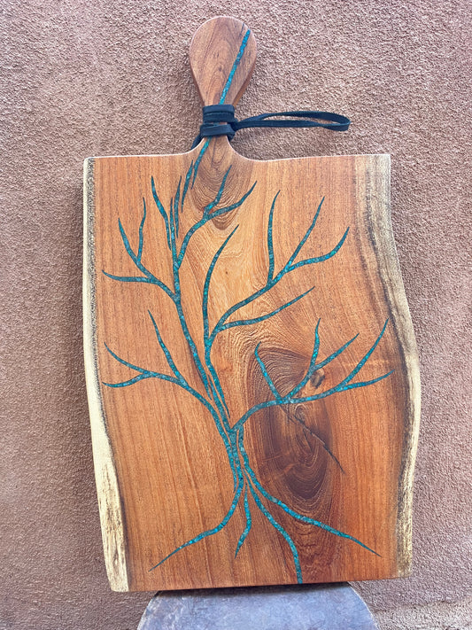 Cutting board with handle ~ Peruvian turquoise