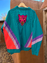 Load image into Gallery viewer, Windbreaker Jacket - Teal and Pink with Tiger
