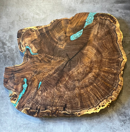 Live Edge Mesquite - with Kingman Turquoise inlay