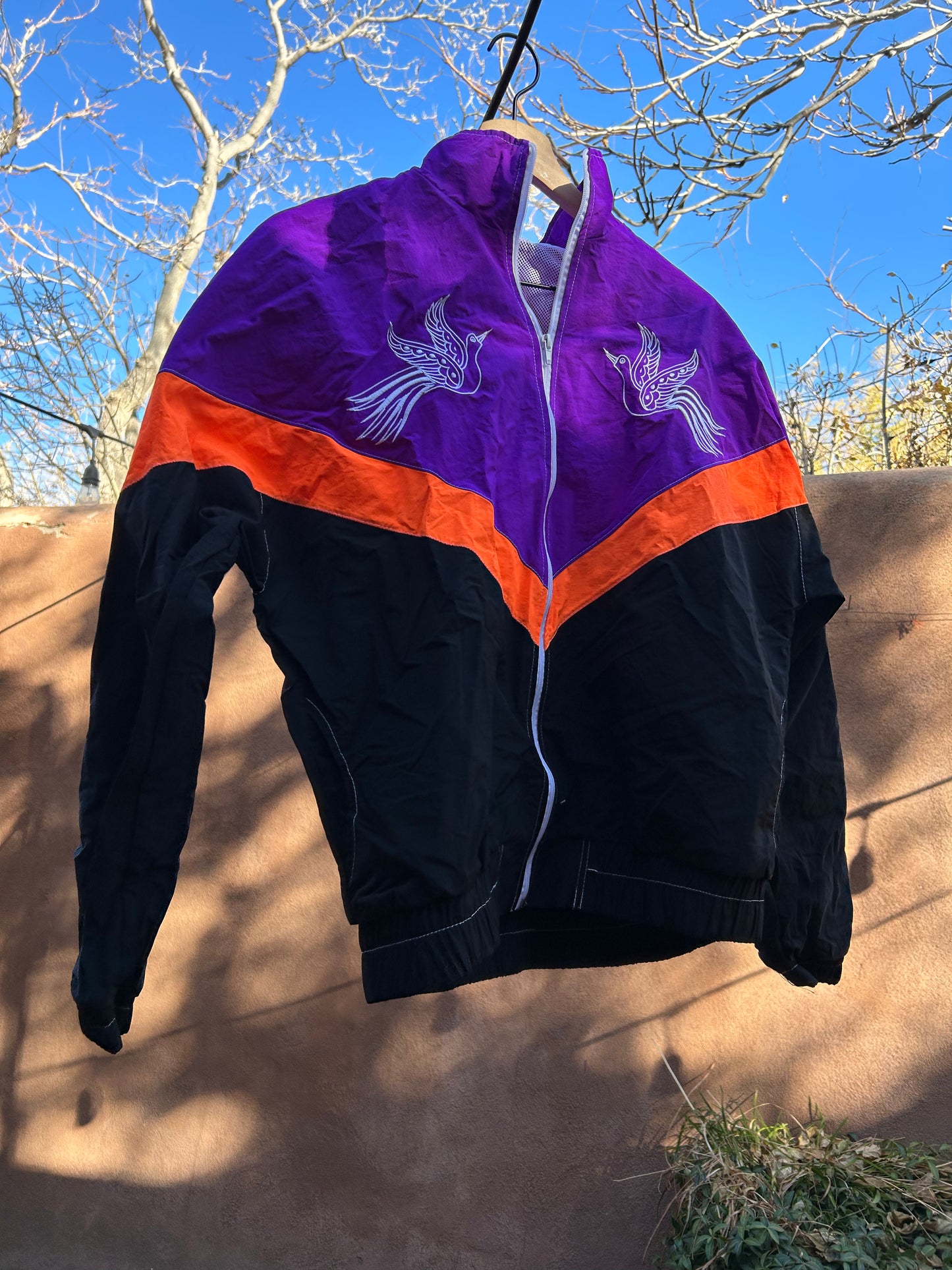 Upcycled windbreaker - Purple and Orange