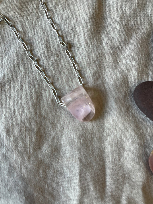 Pierced Rose Quartz Pendant Necklace - Rose Quartz