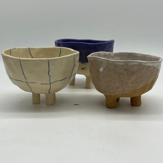 Pedestal Bowl ~ Crayon, speckled & blue