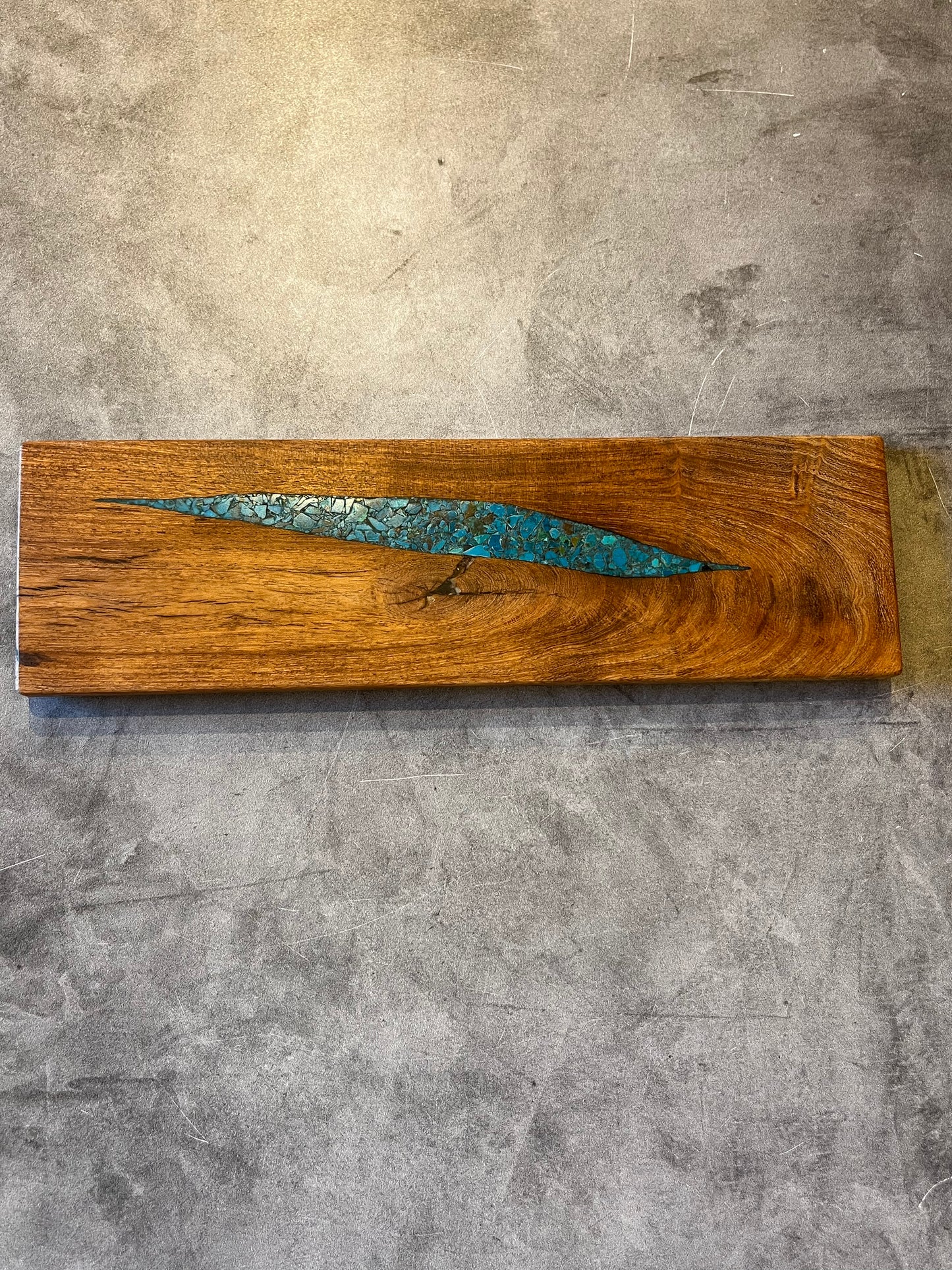 Magnetic Knife Block ~ Mesquite inlaid with Peruvian turquoise