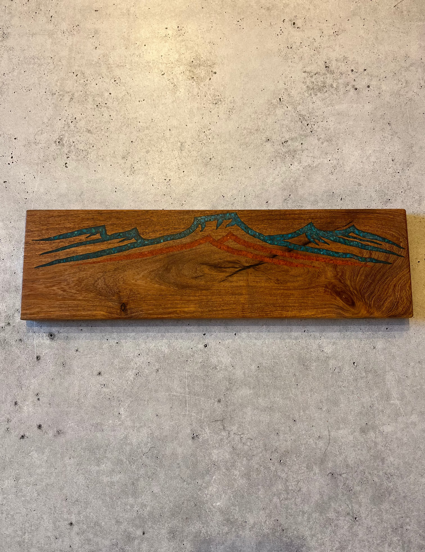 Magnetic Knife Block ~ Mesquite inlaid ~ Peruvian turquoise and coral