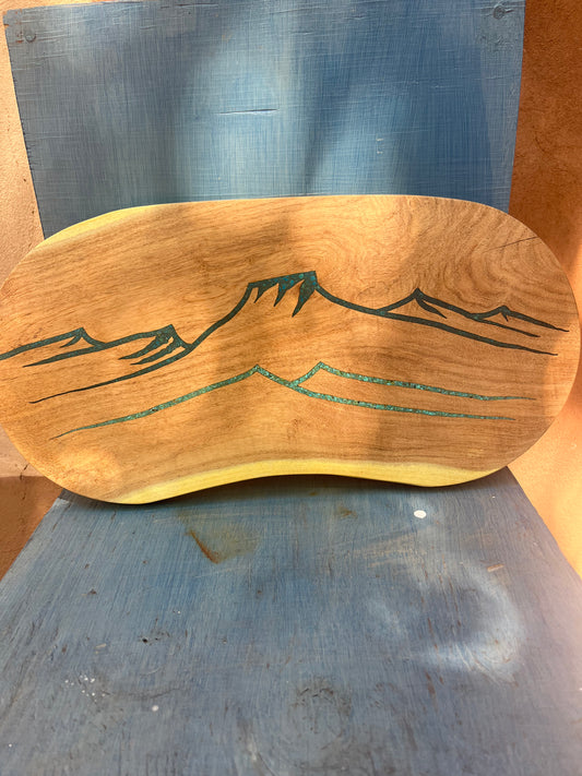 Cutting board with Kingman and Peruvian Turquoise