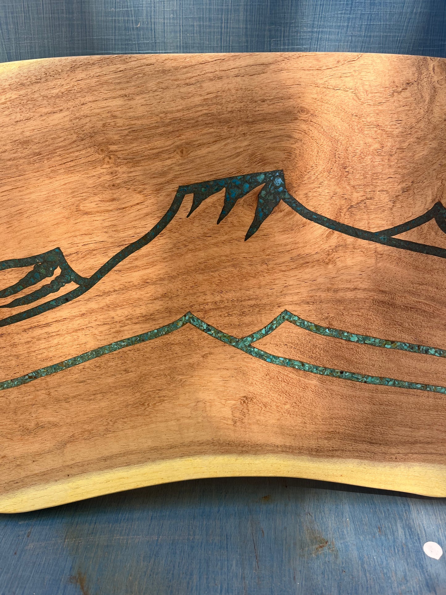 Cutting board with Kingman and Peruvian Turquoise