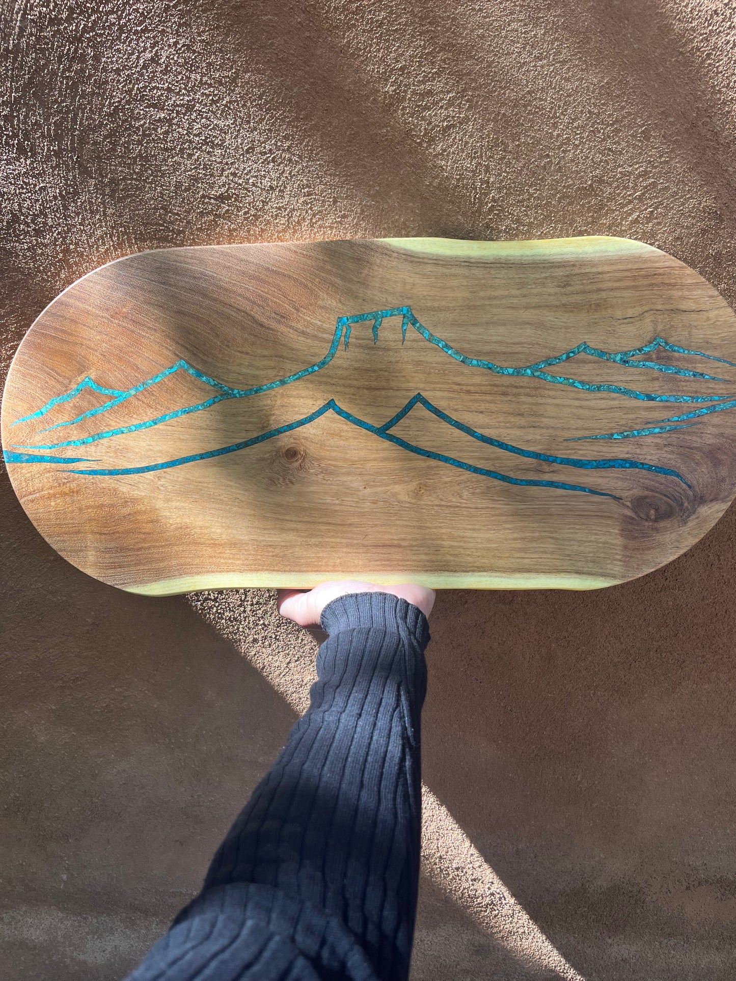 Cutting board with Kingman and Peruvian Turquoise