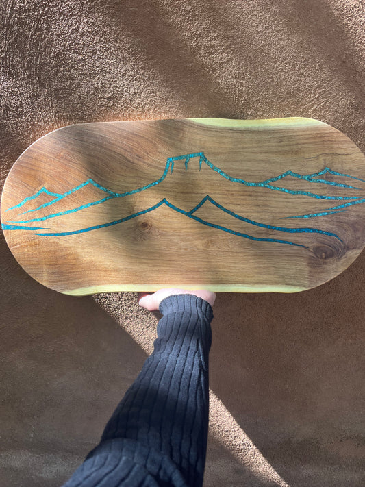 Cutting board with Kingman and Peruvian Turquoise