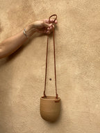 Hanging Speckled Planters ~ stoneware & Leather