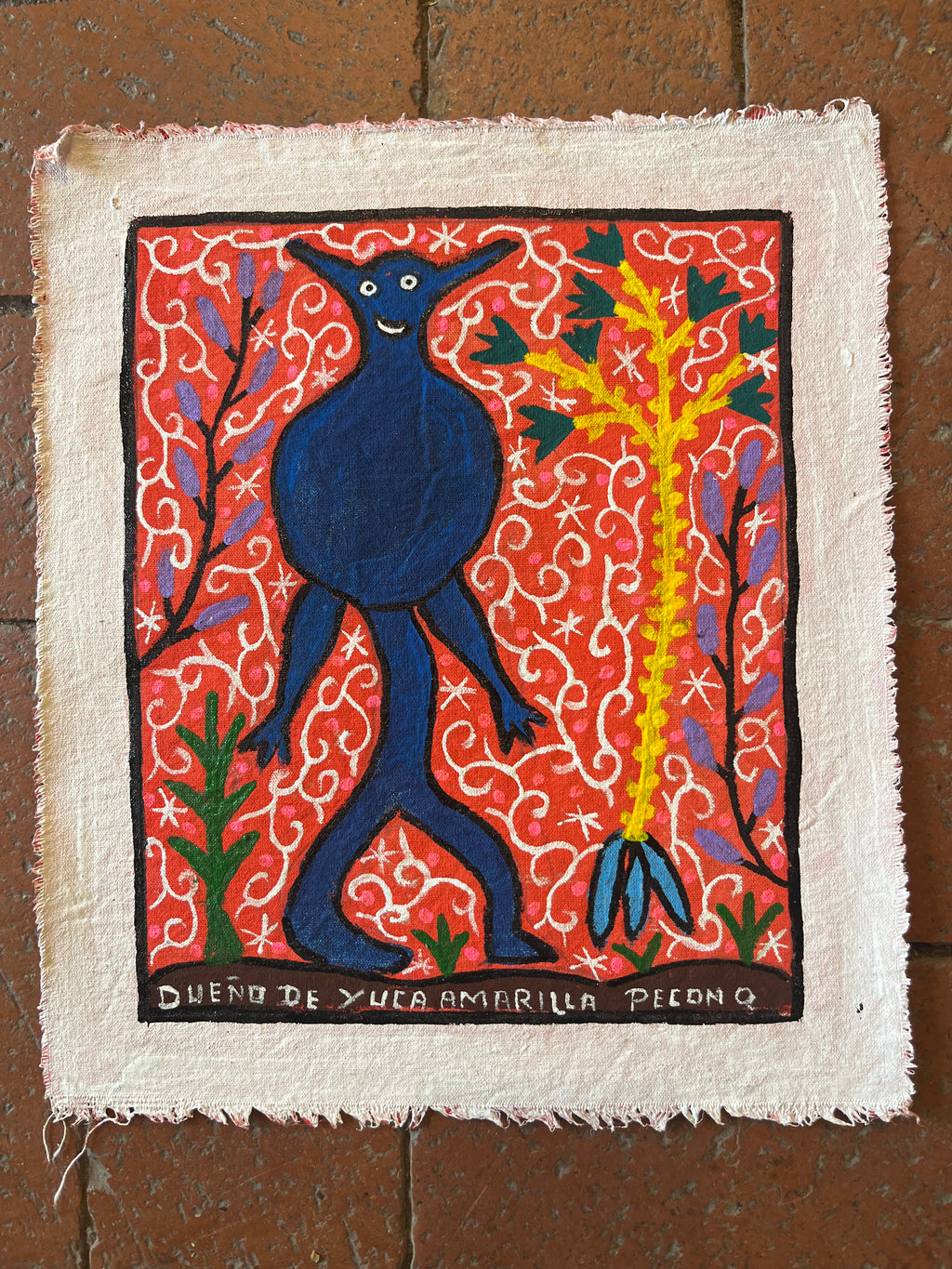 Dueno de Yuca Amarilla ~ acrylic on canvas - 11”x9.5”