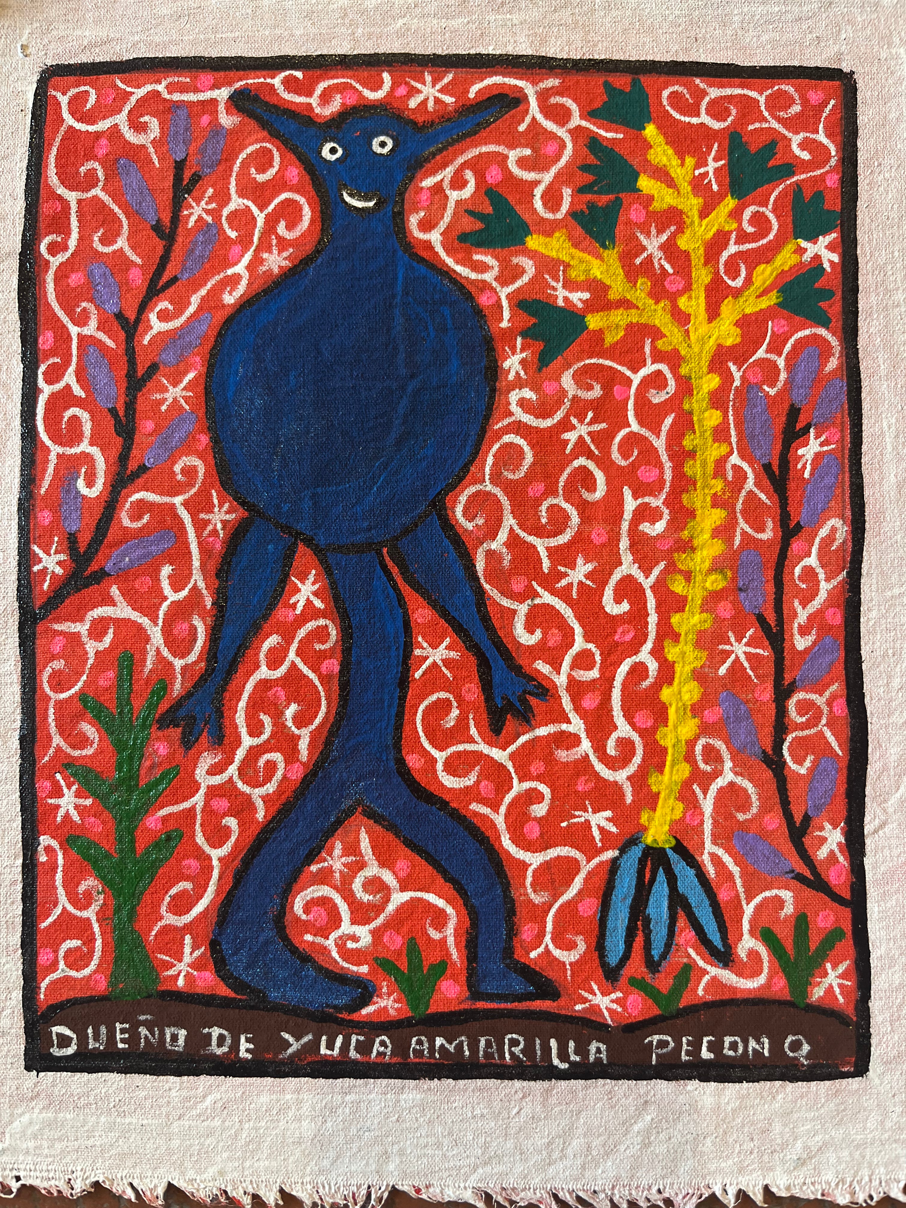 Dueno de Yuca Amarilla ~ acrylic on canvas - 11”x9.5”