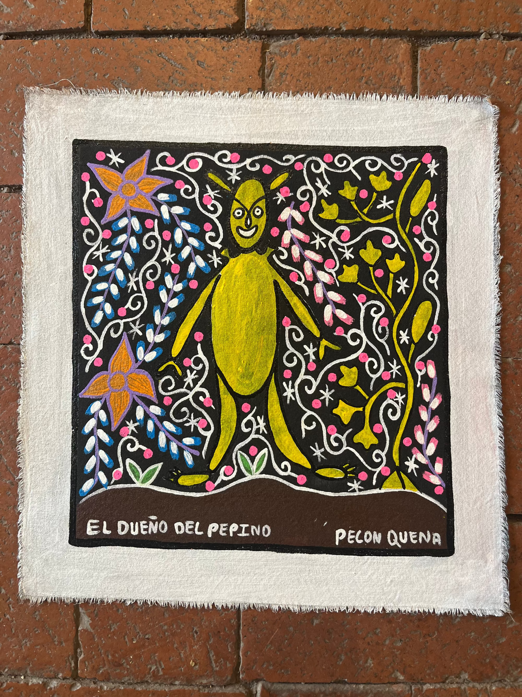 El Dueño del Pepino~ acrylic on canvas - 12” x 11”