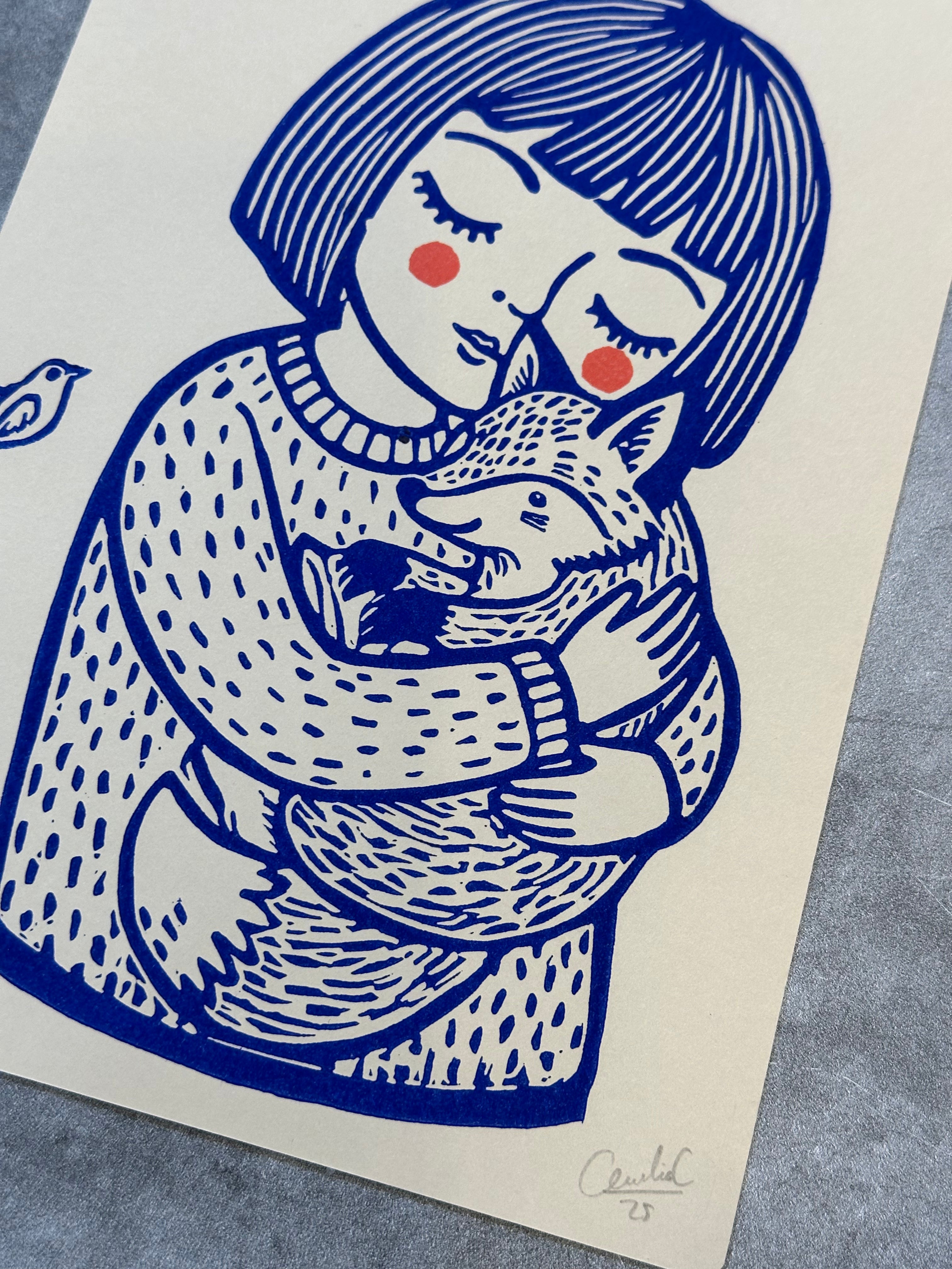 Abrazo - 6x8 Block print
