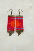 Large Multi Woven Earrings - Pink & Red