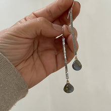 Load image into Gallery viewer, Labradorite Stick Earrings - sterling silver
