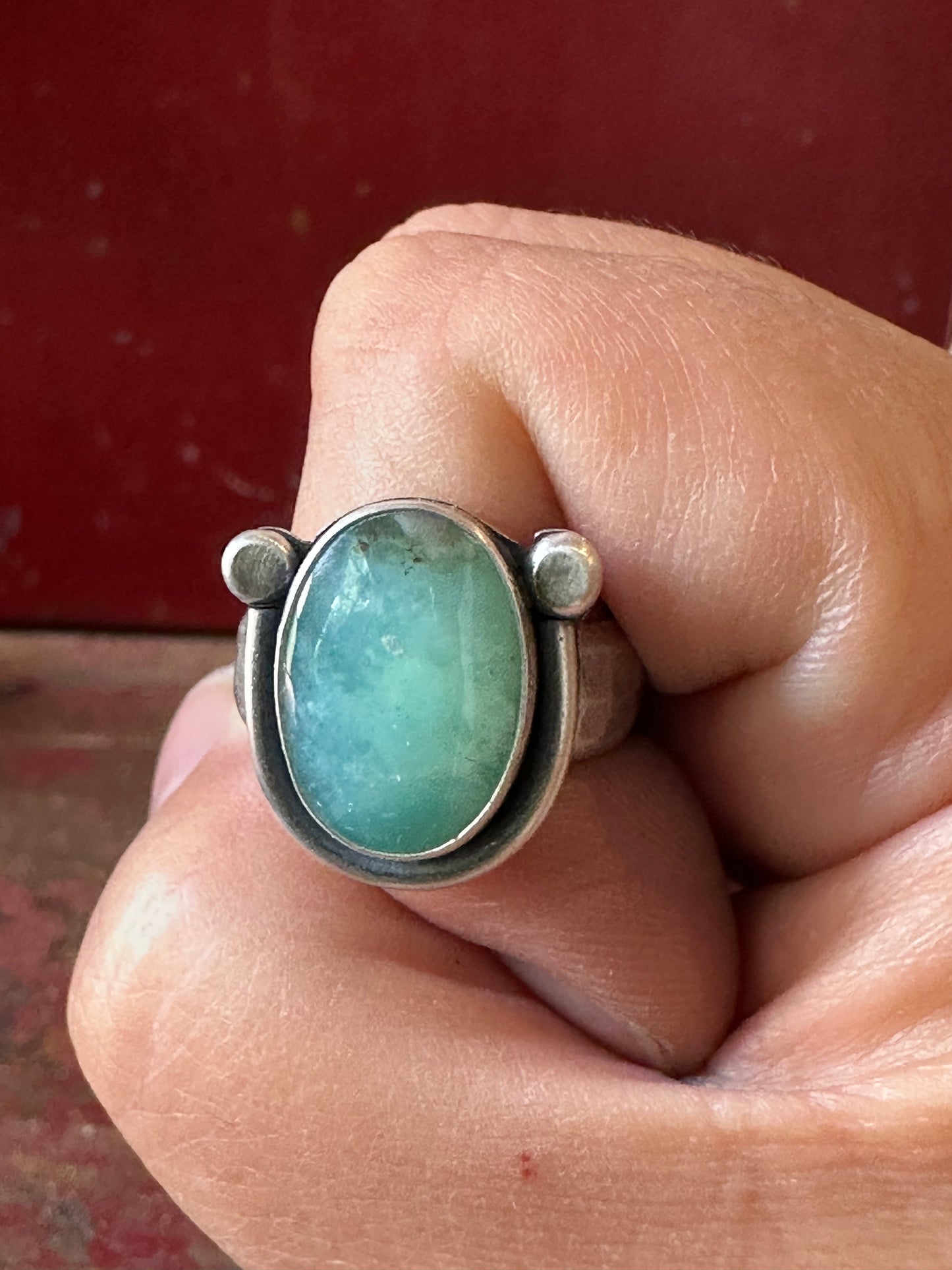 Andean Opal - Sterling silver statement ring - 6.5