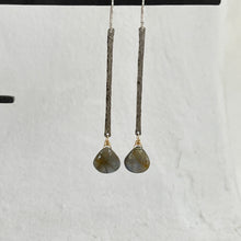 Load image into Gallery viewer, Labradorite Stick Earrings - sterling silver

