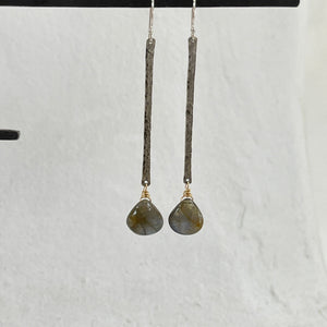 Labradorite Stick Earrings - sterling silver