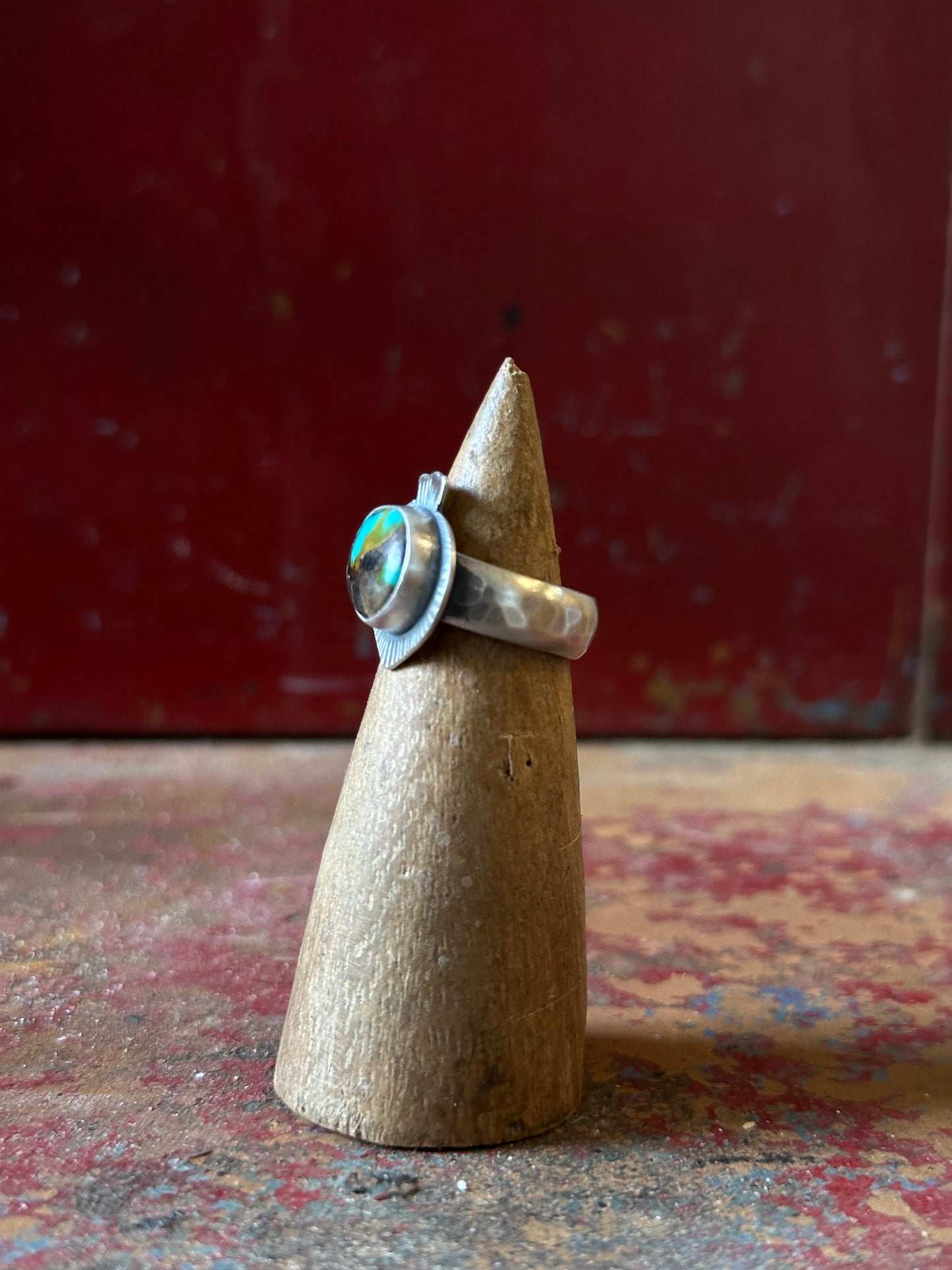 Apache Blue Turquoise and Sterling Silver Ring ~ Size 6