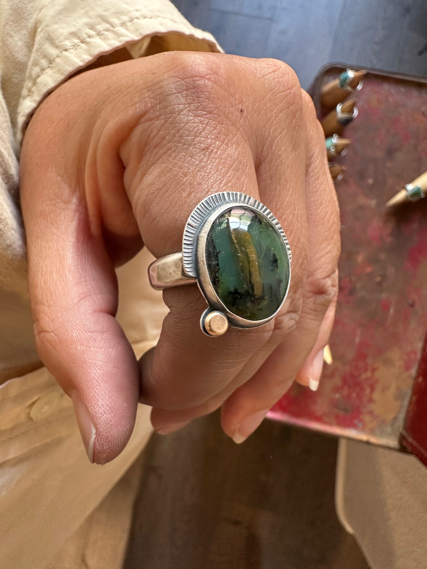 Andean Opal - Sterling silver statement ring - 8