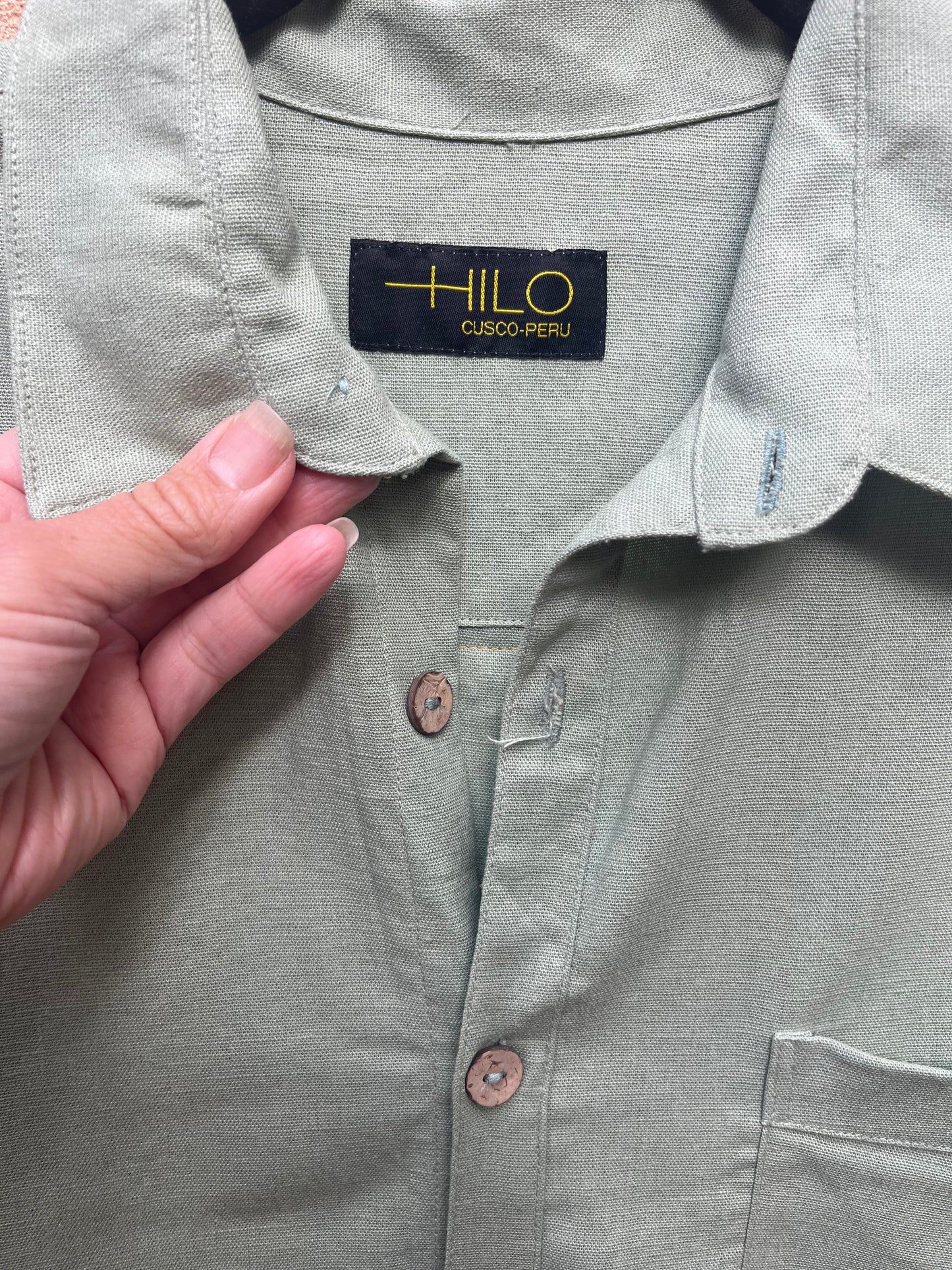 Boxy Cropped Shirt - Sage green linen