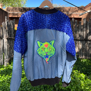 Windbreaker Jacket ~ blue and green cat