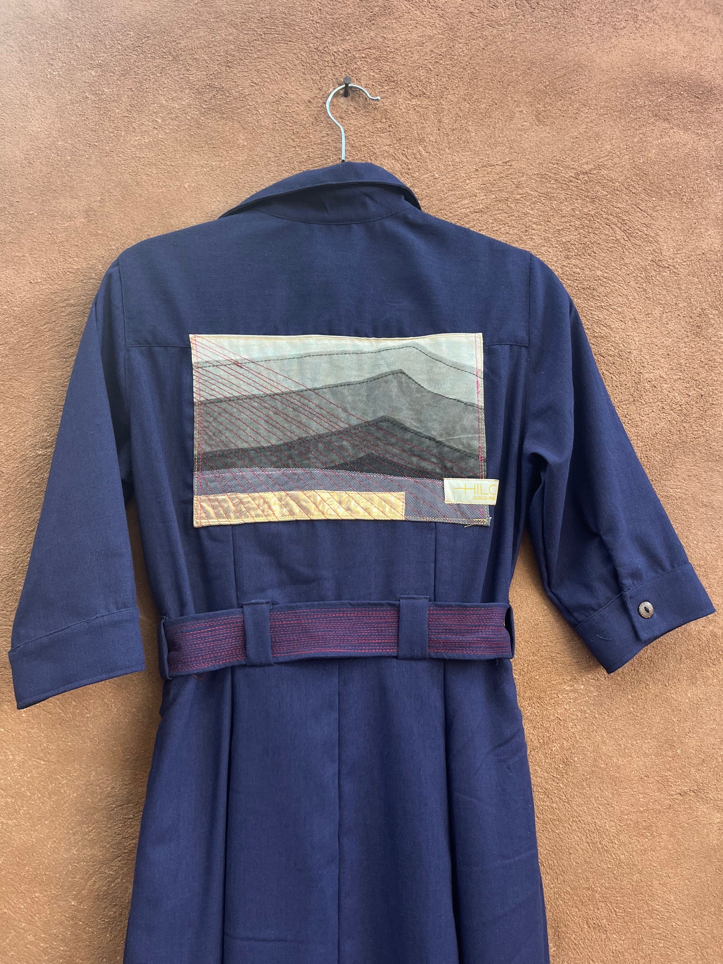Buttoned Dress - Blue Linen - short sleeves