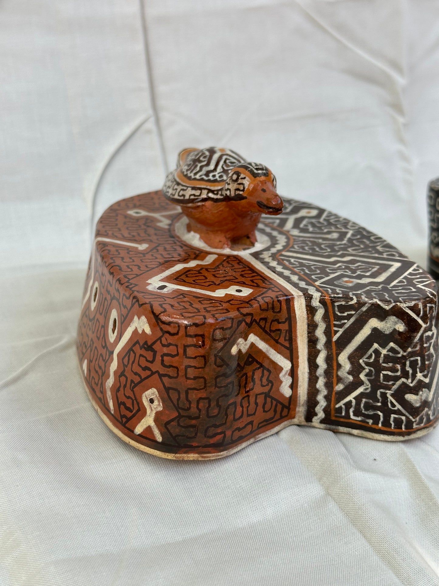 Shipibo Ceramic ~ Coca Leaf whistle with bird