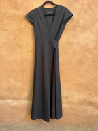 Black wrap dress - cap sleeve